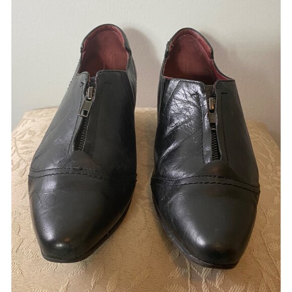Josef Seibel Black Leather Zippered Heeled Bootie Shoes Size 7.5 M - Picture 4 of 9